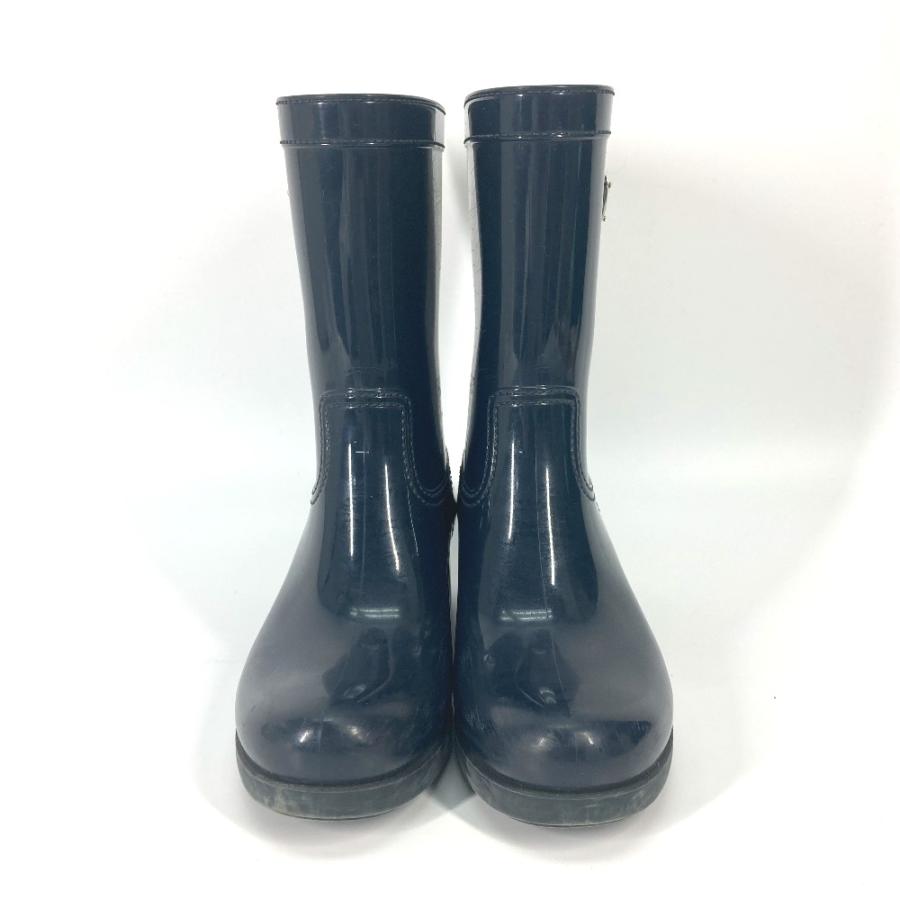 PRADA プラダ トライアングルロゴ 三角ロゴ プレート 靴 シューズ レインブーツ レインシューズ ネイビー レディース【中古】 | PRADA | 01