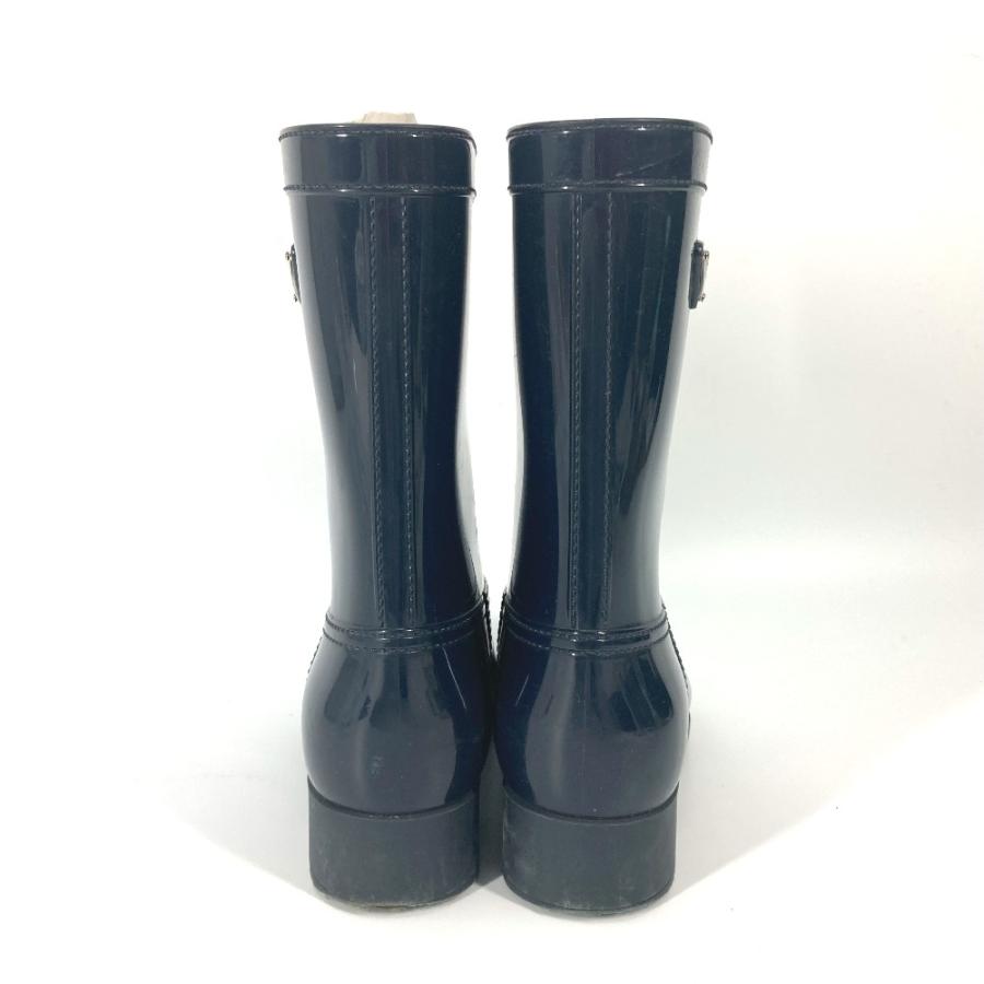 PRADA プラダ トライアングルロゴ 三角ロゴ プレート 靴 シューズ レインブーツ レインシューズ ネイビー レディース【中古】 | PRADA | 02