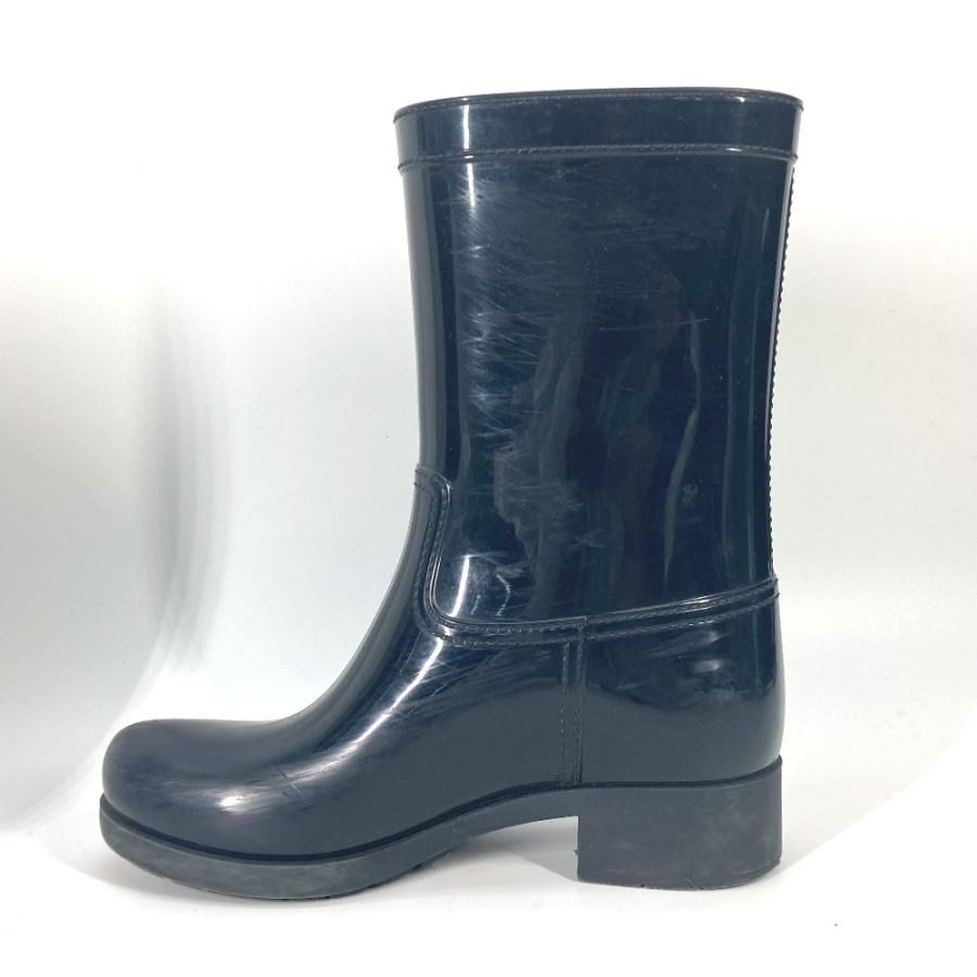 PRADA プラダ トライアングルロゴ 三角ロゴ プレート 靴 シューズ レインブーツ レインシューズ ネイビー レディース【中古】 | PRADA | 06