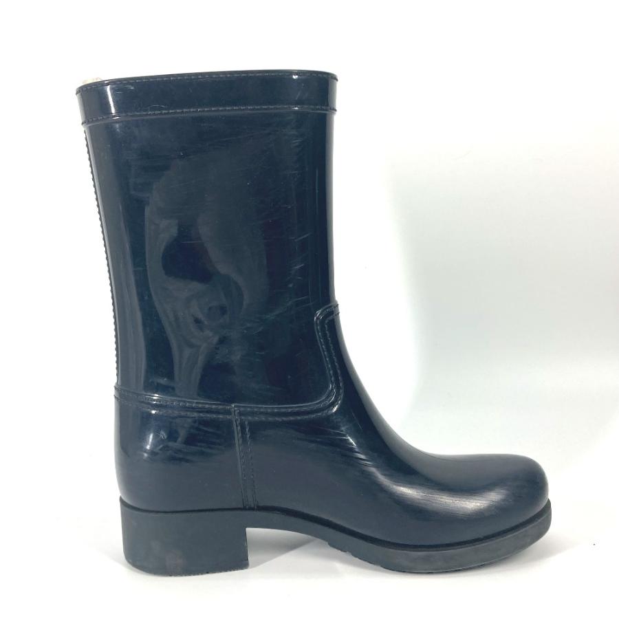 PRADA プラダ トライアングルロゴ 三角ロゴ プレート 靴 シューズ レインブーツ レインシューズ ネイビー レディース【中古】 | PRADA | 07