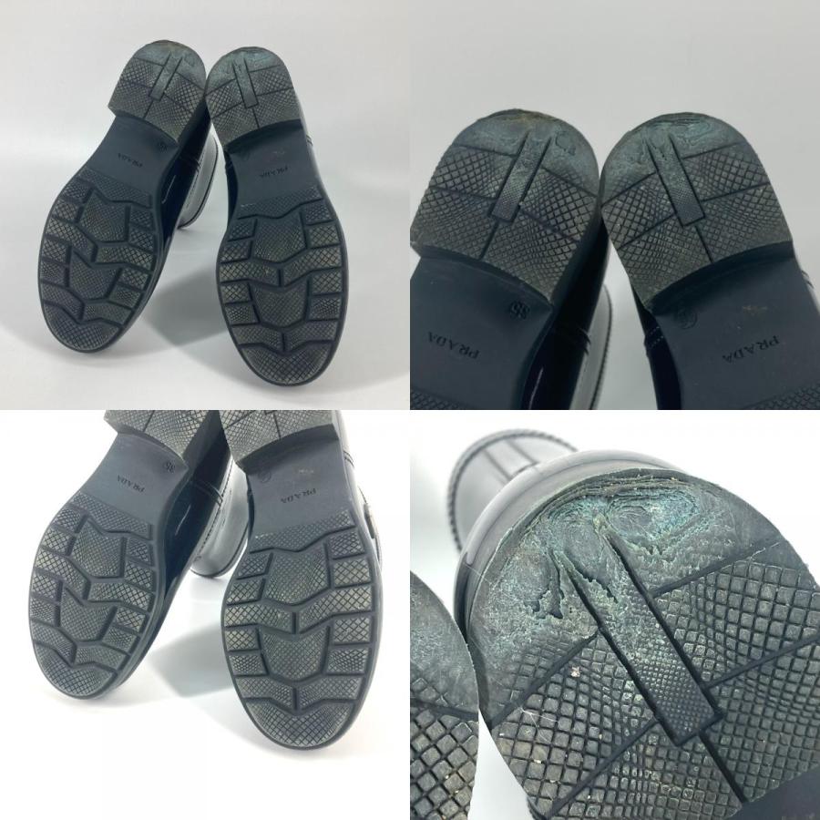 PRADA プラダ トライアングルロゴ 三角ロゴ プレート 靴 シューズ レインブーツ レインシューズ ネイビー レディース【中古】 | PRADA | 08