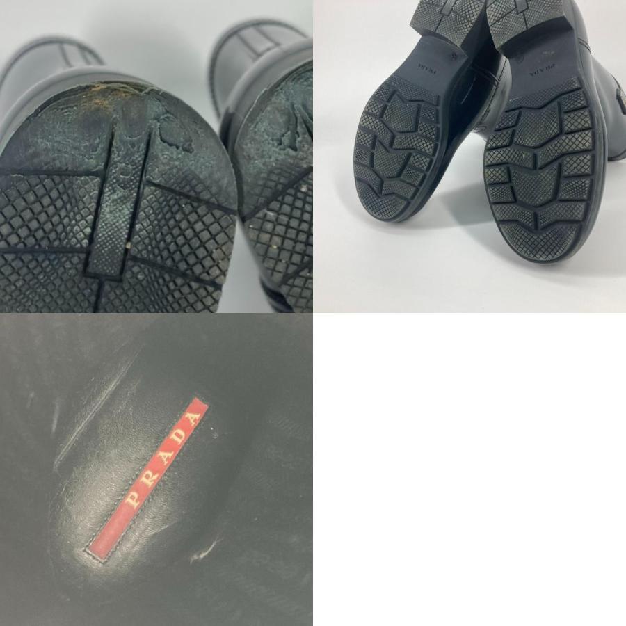 PRADA プラダ トライアングルロゴ 三角ロゴ プレート 靴 シューズ レインブーツ レインシューズ ネイビー レディース【中古】 | PRADA | 09