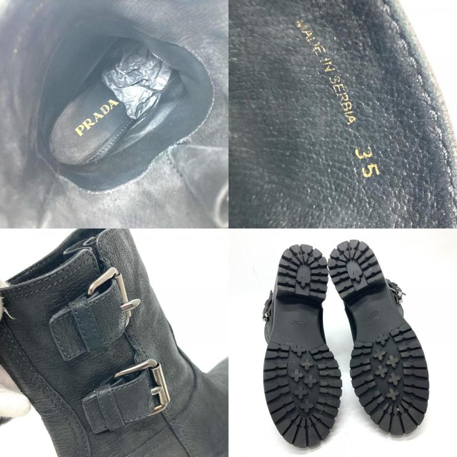 PRADA プラダ ショートブーツ ブーツ シューズ ブーツ ブラック レディース【中古】 | PRADA | 07