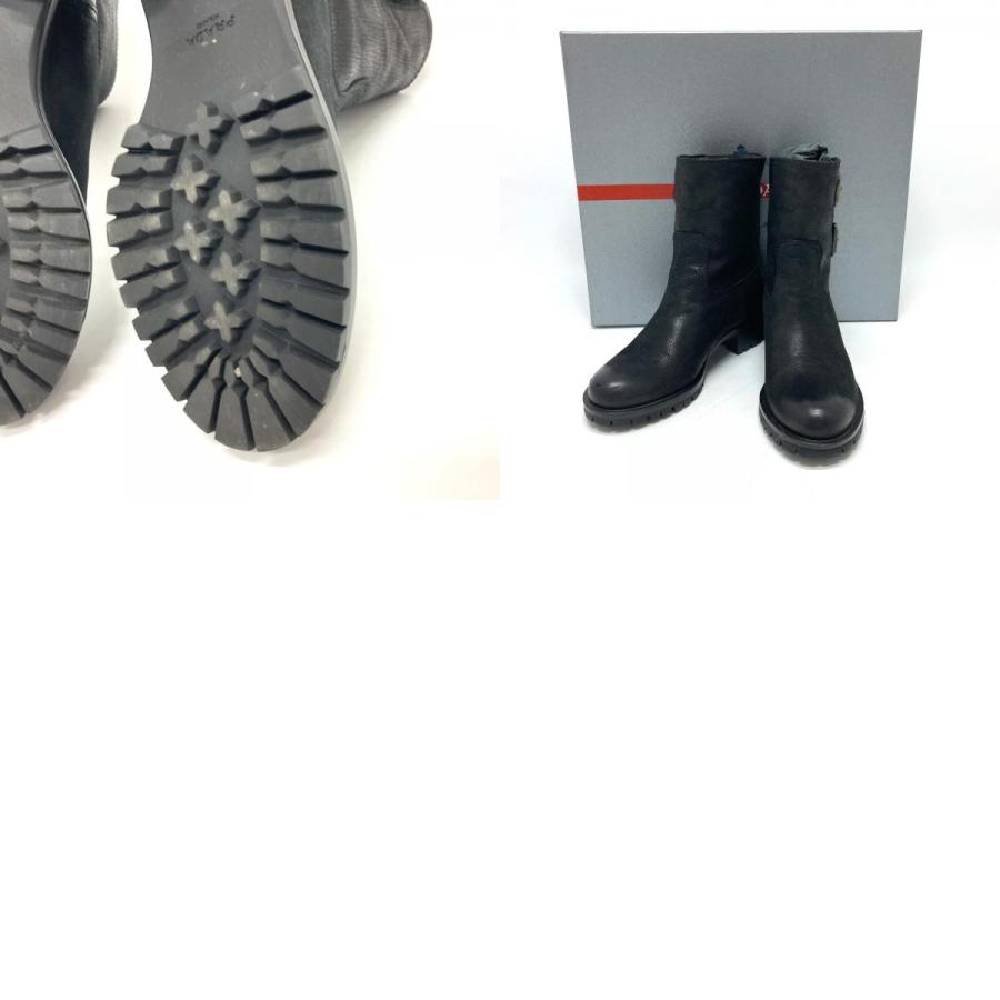 PRADA プラダ ショートブーツ ブーツ シューズ ブーツ ブラック レディース【中古】 | PRADA | 09