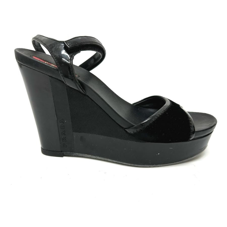 PRADA プラダ プラダスポーツ 靴 ストラップ オープントゥ ハイヒール ウェッジソール 厚底 サンダル ブラック レディース【中古】 | PRADA | 02