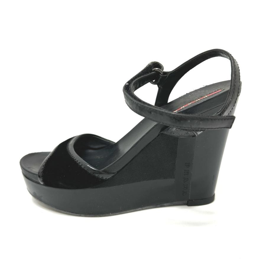 PRADA プラダ プラダスポーツ 靴 ストラップ オープントゥ ハイヒール ウェッジソール 厚底 サンダル ブラック レディース【中古】 | PRADA | 03