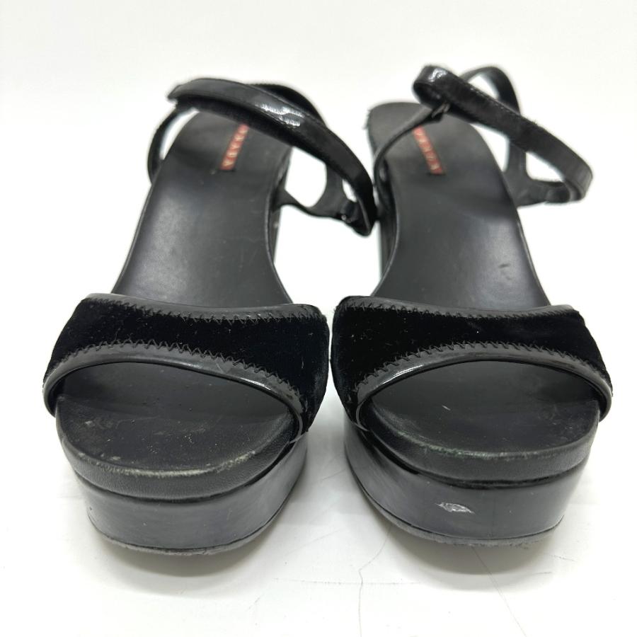 PRADA プラダ プラダスポーツ 靴 ストラップ オープントゥ ハイヒール ウェッジソール 厚底 サンダル ブラック レディース【中古】 | PRADA | 05