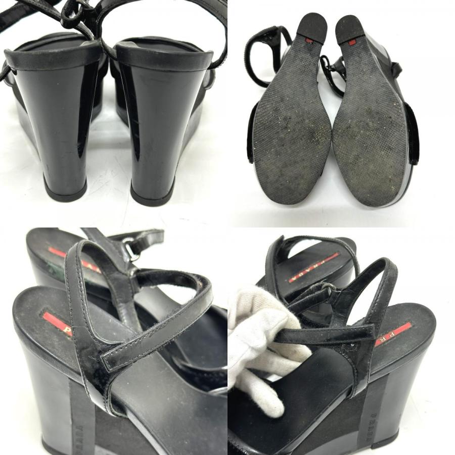 PRADA プラダ プラダスポーツ 靴 ストラップ オープントゥ ハイヒール ウェッジソール 厚底 サンダル ブラック レディース【中古】 | PRADA | 08