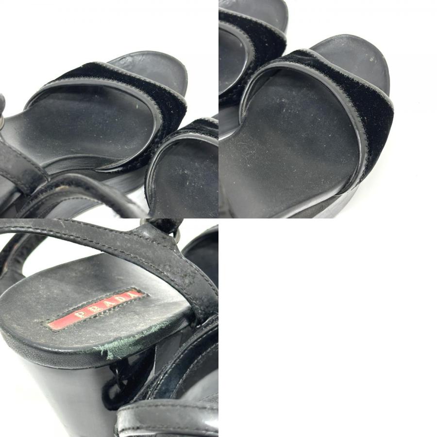 PRADA プラダ プラダスポーツ 靴 ストラップ オープントゥ ハイヒール ウェッジソール 厚底 サンダル ブラック レディース【中古】 | PRADA | 09