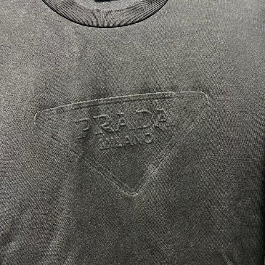 PRADA プラダ UJL27A クルーネック スウェット トライアングルロゴ トレーナー ブラック メンズ【中古】 | PRADA | 01