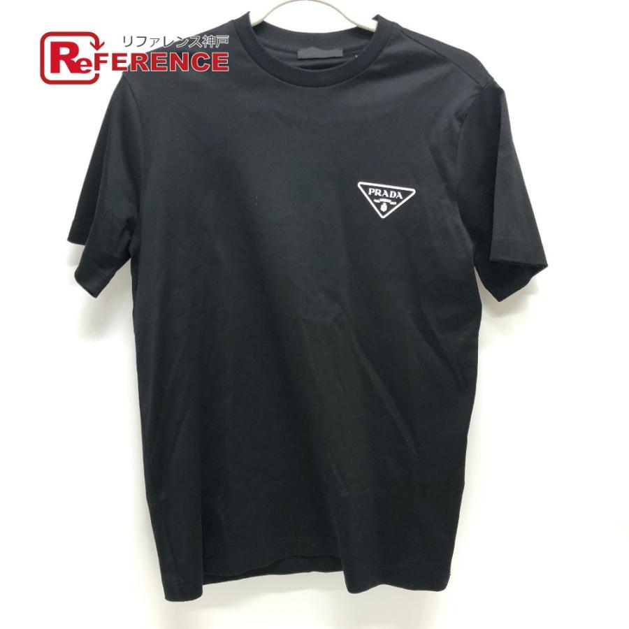 新品同様 PRADA プラダ UJN656 インターロック Tシャツ 半袖T 夏服 アパレル 半袖Ｔシャツ ブラック メンズ【中古】 | PRADA