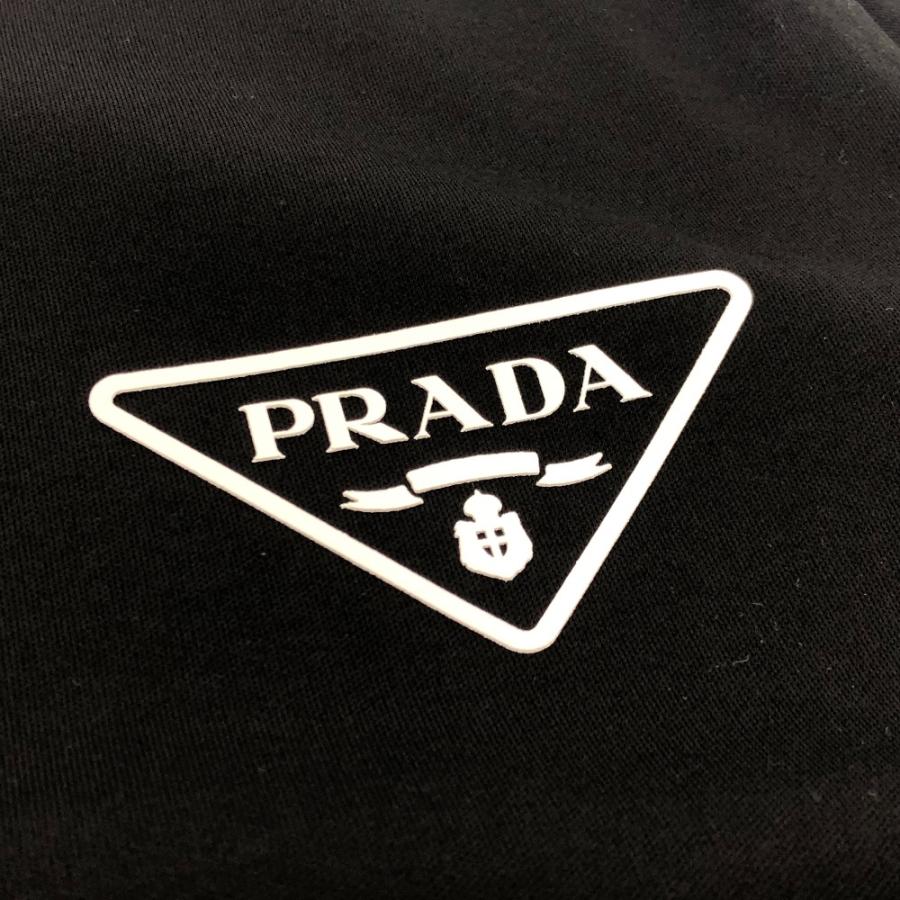 新品同様 PRADA プラダ UJN656 インターロック Tシャツ 半袖T 夏服 アパレル 半袖Ｔシャツ ブラック メンズ【中古】 | PRADA | 03