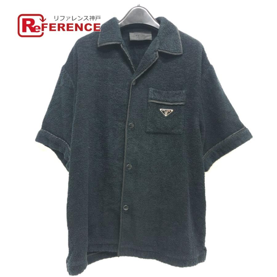 PRADA プラダ SC559 ロゴプレートコットンテリー パイル ボウリング 半袖T Tシャツ 半袖シャツ ブラック レディース【中古】 | PRADA