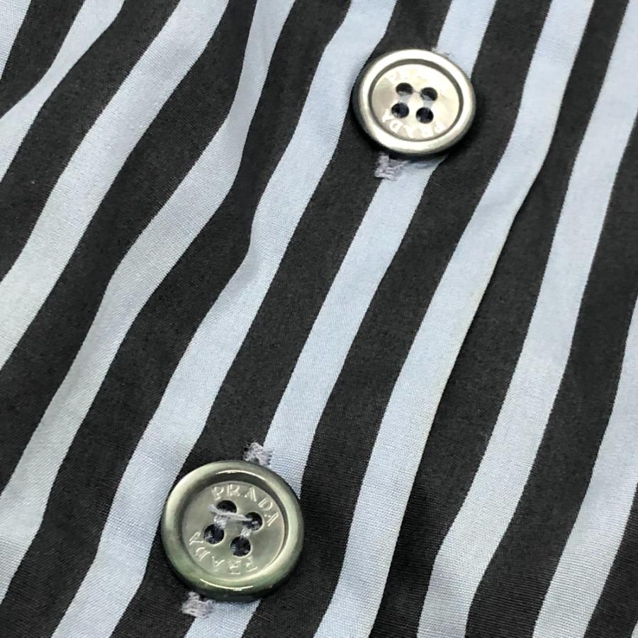 PRADA プラダ ストライプ ノースリーブ フレア ひざ丈 ワンピース アパレル ワンピース ブルー レディース【中古】 | PRADA | 05