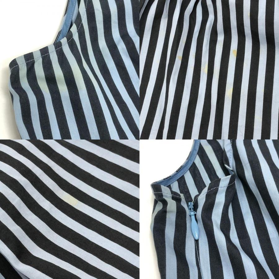 PRADA プラダ ストライプ ノースリーブ フレア ひざ丈 ワンピース アパレル ワンピース ブルー レディース【中古】 | PRADA | 08