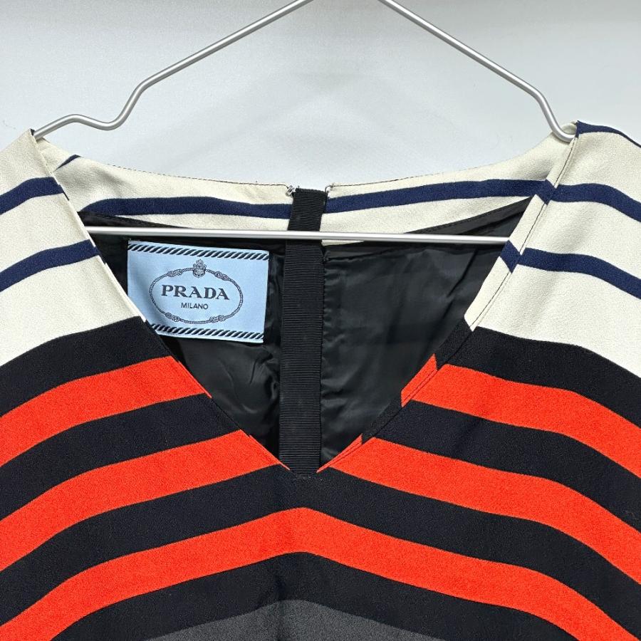 PRADA プラダ 半袖 ボーダー アパレル ワンピース レディース レーヨン100% マルチカラー サイズ38 | PRADA | 02