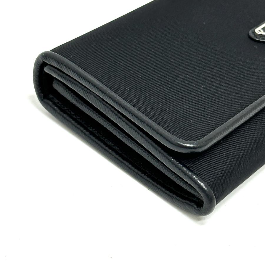 PRADA プラダ 1MH132 トライアングルロゴ プレート 財布 長財布 パスケース付 フラップ 2つ折り財布 ナイロン ブラック レディース【中古】 | PRADA | 03