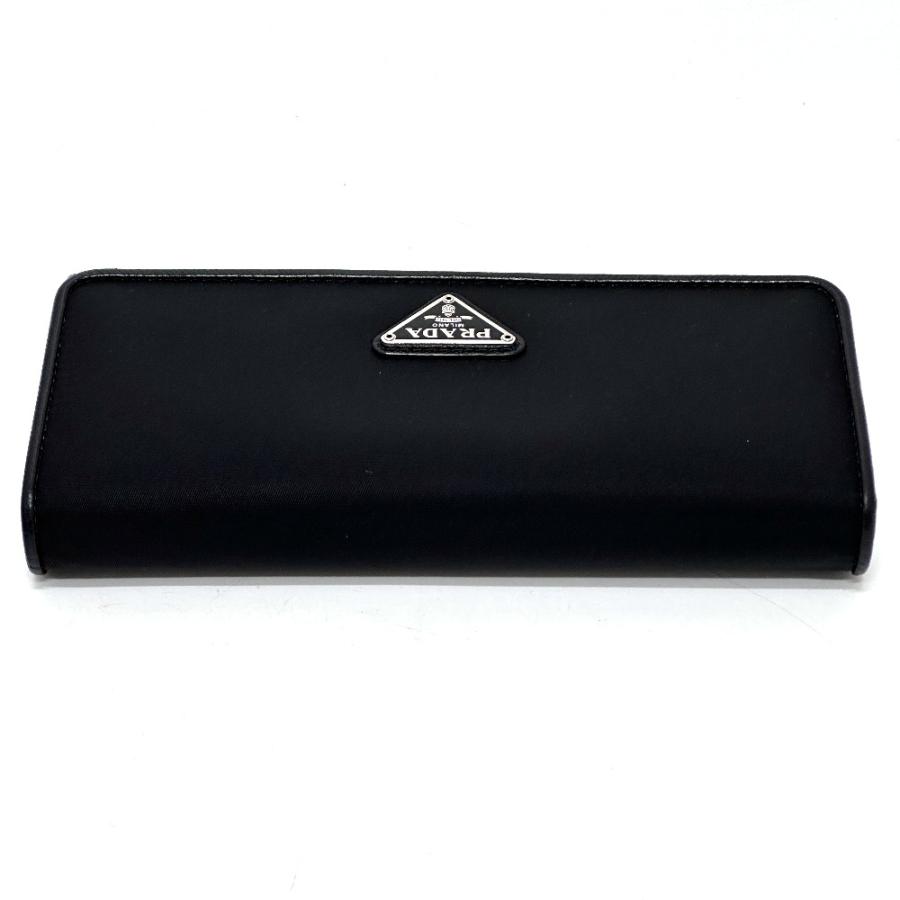 PRADA プラダ 1MH132 トライアングルロゴ プレート 財布 長財布 パスケース付 フラップ 2つ折り財布 ナイロン ブラック レディース【中古】 | PRADA | 05