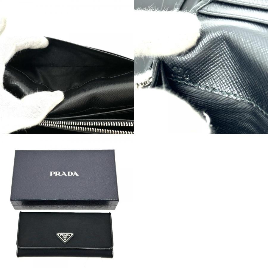PRADA プラダ 1MH132 トライアングルロゴ プレート 財布 長財布 パスケース付 フラップ 2つ折り財布 ナイロン ブラック レディース【中古】 | PRADA | 09