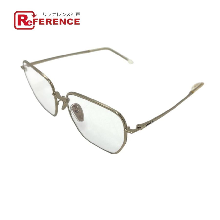 新品同様 PRADA プラダ VPRC51-D 多角形シェイプ ポリゴン メタルフレーム レディース 眼鏡  度付き 眼鏡 シルバー レディース【中古】 | PRADA