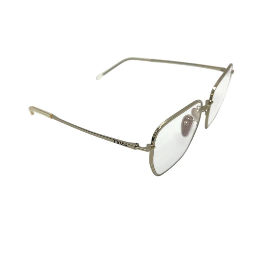新品同様 PRADA プラダ VPRC51-D 多角形シェイプ ポリゴン メタルフレーム レディース 眼鏡  度付き 眼鏡 シルバー レディース【中古】 | PRADA | 01