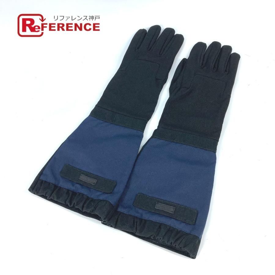 美品 PRADA プラダ ロゴ ロング 手袋 バイカラー グローブ ブラック レディース【中古】 | PRADA