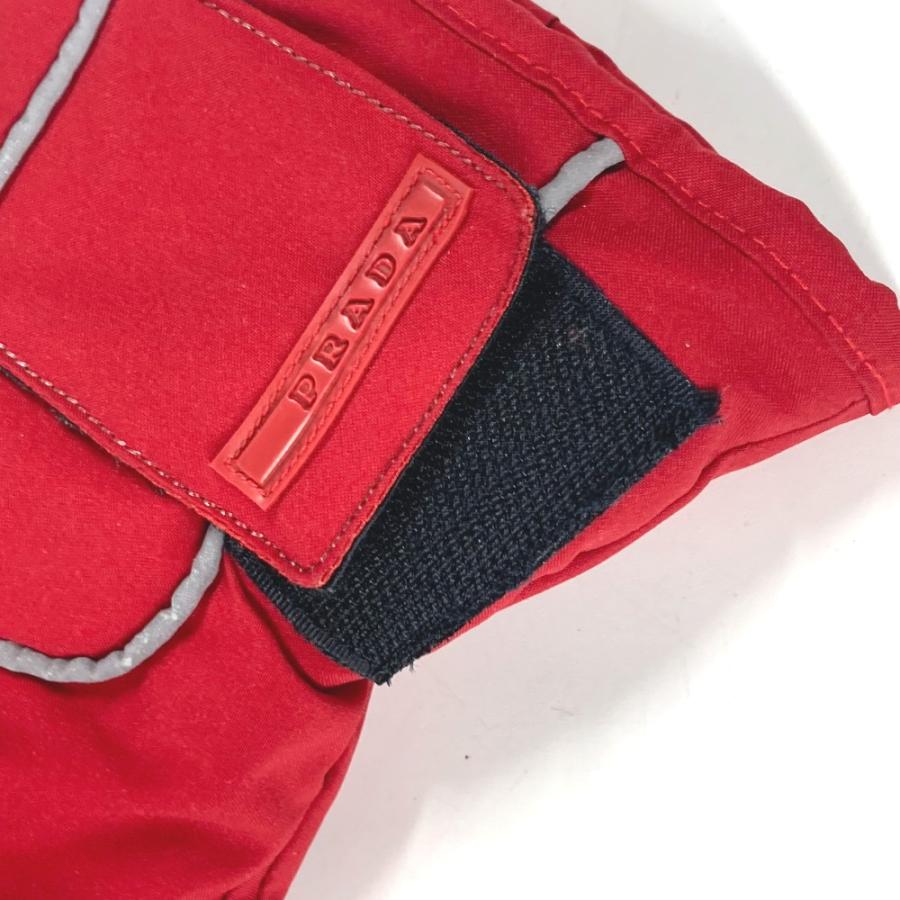 美品 PRADA プラダ ロゴ グローブ スポーツ  手袋 レッド メンズ【中古】 | PRADA | 06