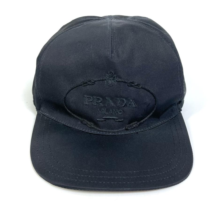PRADA プラダ アパレル カナパ ロゴ ベースボール 帽子 キャップ ナイロン ブラック ユニセックス【中古】 :13343-21237