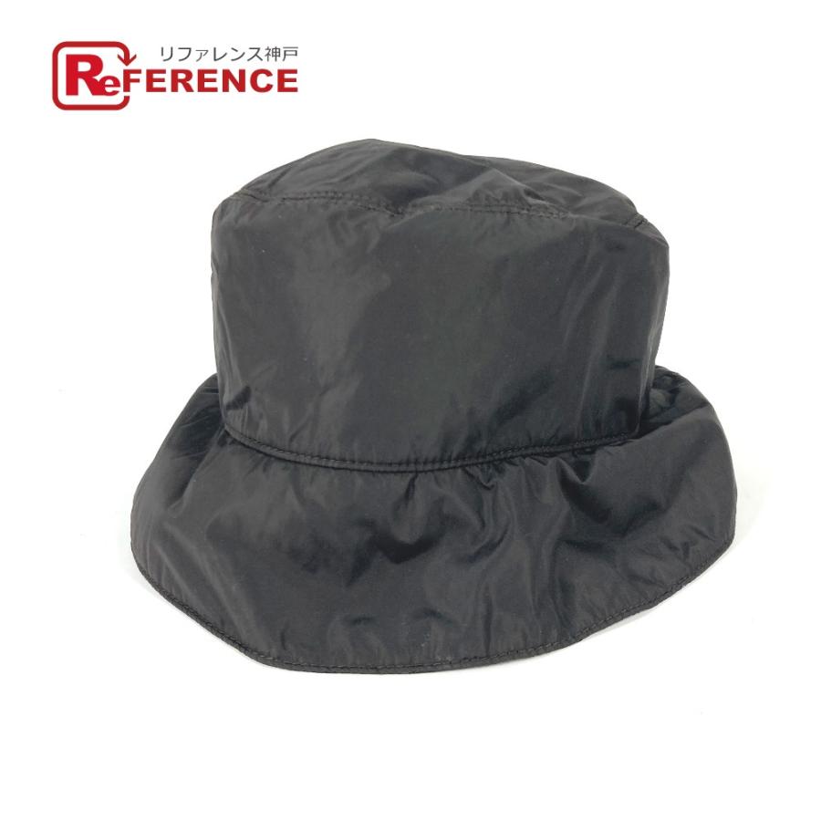 PRADA プラダ ロゴ ハット帽 帽子 バケットハット ボブハット ハット ブラック レディース【中古】 | PRADA