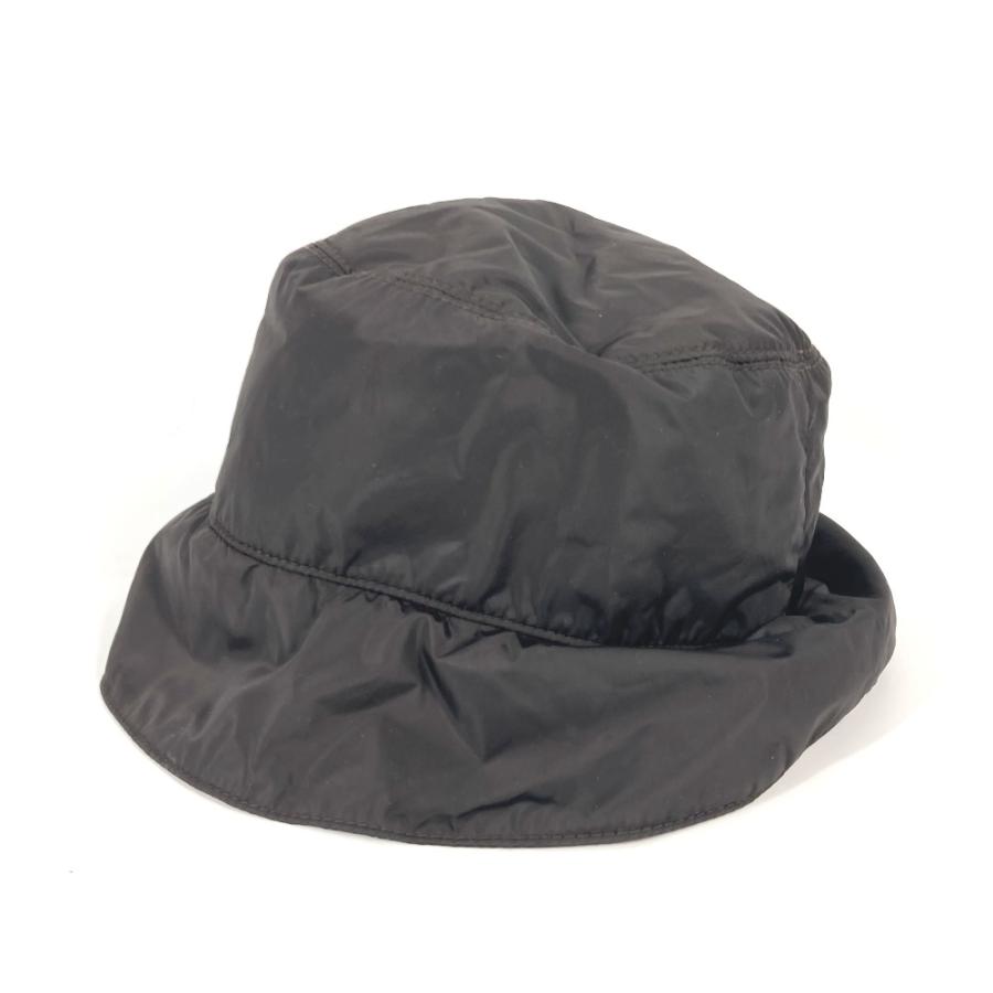 PRADA プラダ ロゴ ハット帽 帽子 バケットハット ボブハット ハット ブラック レディース【中古】 | PRADA | 01