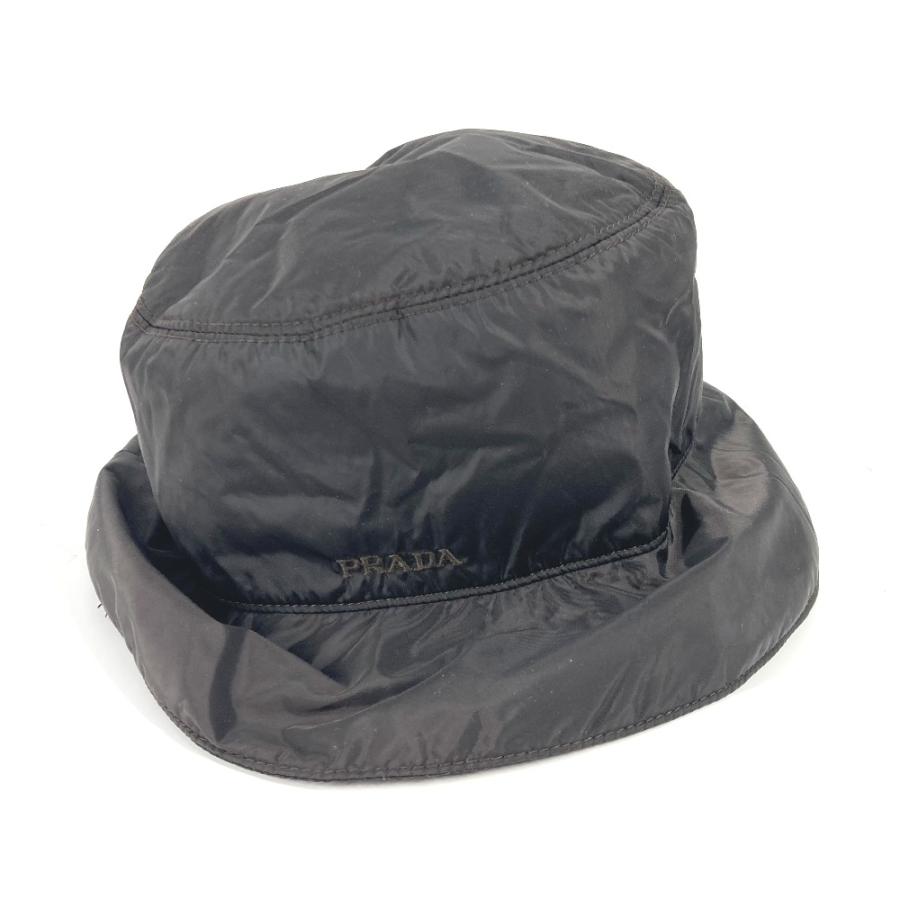 PRADA プラダ ロゴ ハット帽 帽子 バケットハット ボブハット ハット ブラック レディース【中古】 | PRADA | 04