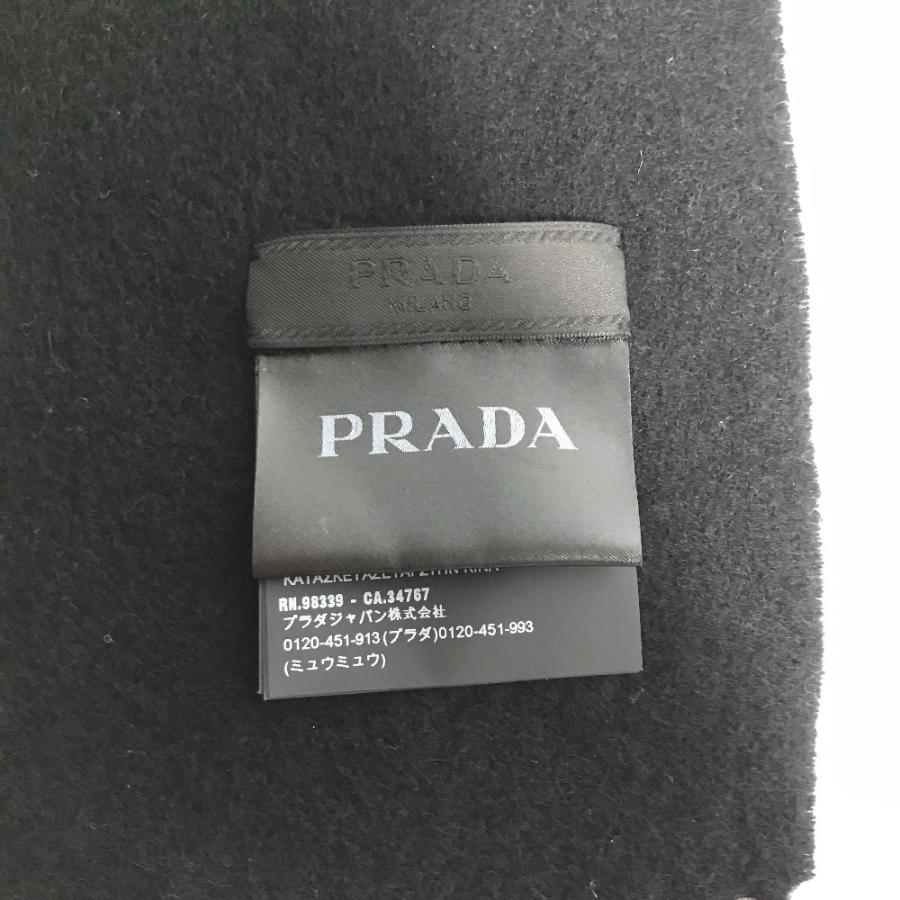 PRADA プラダ ロゴ フリンジ マフラー ブラック レディース【中古】｜reference｜05