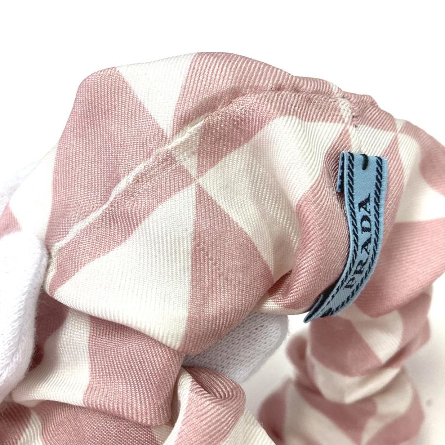 未使用 PRADA プラダ 1IF015 ロゴ ヘアアクセサリー ヘアゴム トライアングルロゴ 三角ロゴ プレート シュシュ ピンク レディース【中古】 | PRADA | 04