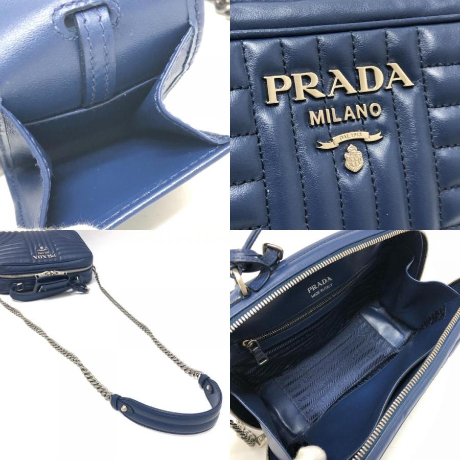 PRADA プラダ 1BH119 ダイアグラム カバン 2WAY ショルダーバッグ チェーン ハンドバッグ ブルー レザー レディース【中古】 | PRADA | 08