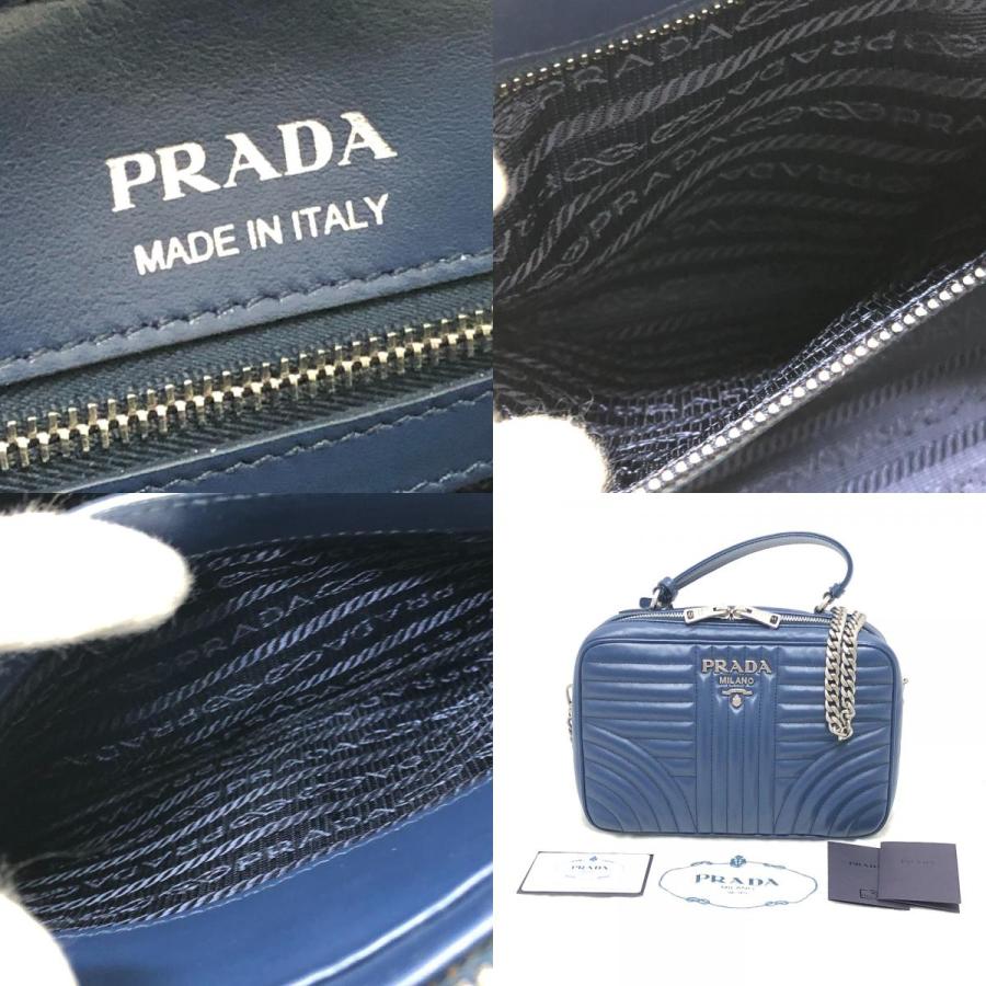 PRADA プラダ 1BH119 ダイアグラム カバン 2WAY ショルダーバッグ チェーン ハンドバッグ ブルー レザー レディース【中古】 | PRADA | 09