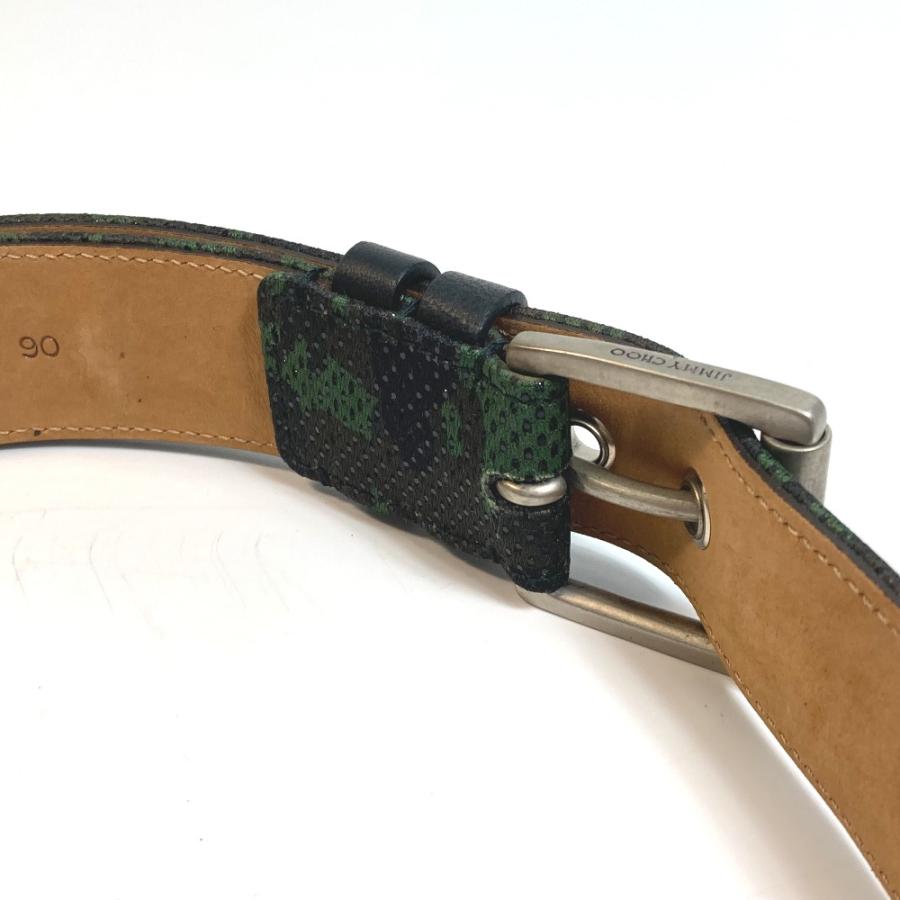 新品同様 JIMMY CHOO ジミーチュウ 総柄 ファッション小物 ボトムス用ベルト バックル ベルト カモフラージュ グリーン メンズ【中古】 |  | 04