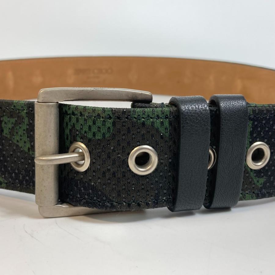 新品同様 JIMMY CHOO ジミーチュウ 総柄 ファッション小物 ボトムス用ベルト バックル ベルト カモフラージュ グリーン メンズ【中古】 |  | 05