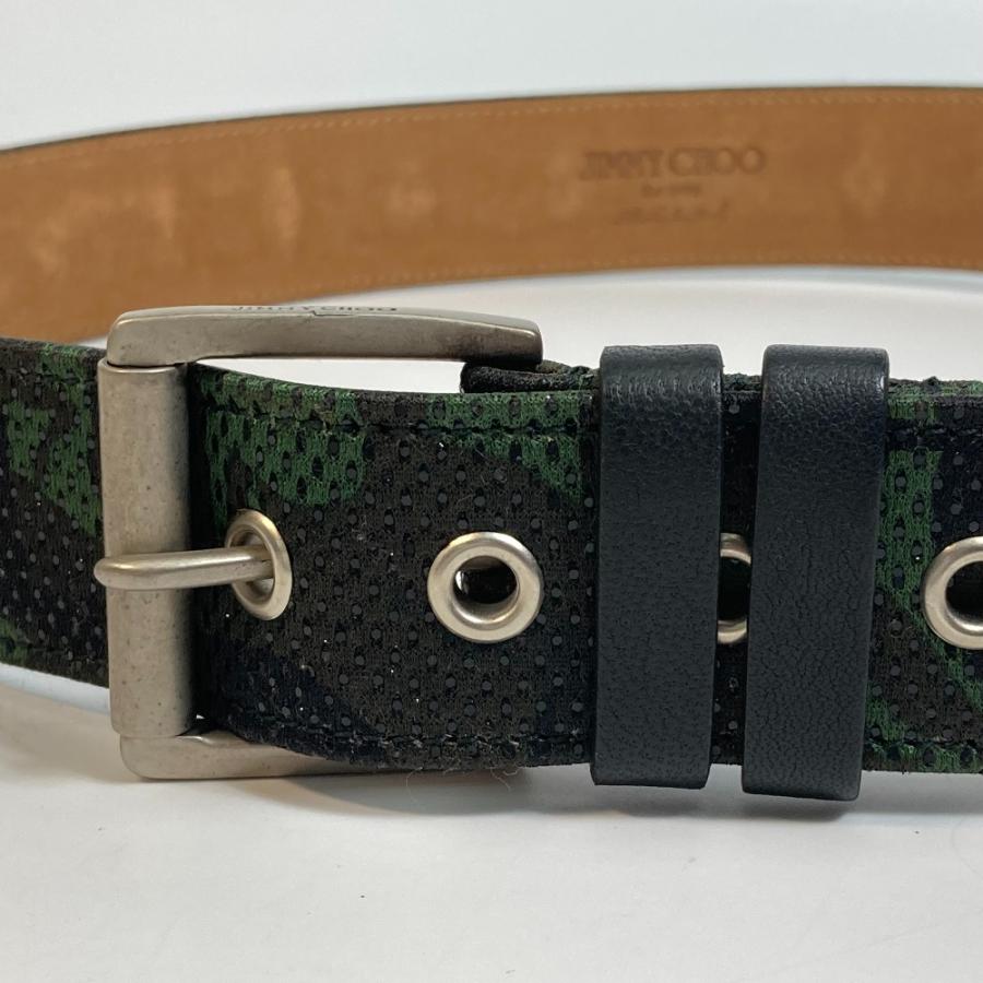 新品同様 JIMMY CHOO ジミーチュウ 総柄 ファッション小物 ボトムス用ベルト バックル ベルト カモフラージュ グリーン メンズ【中古】 |  | 06