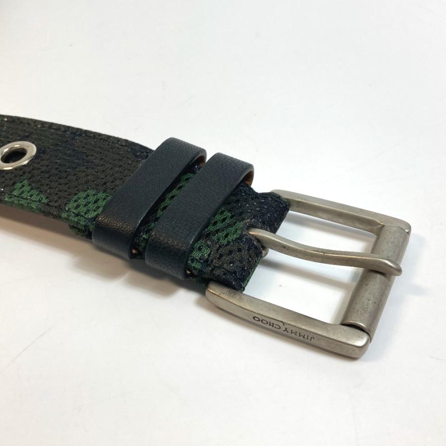 新品同様 JIMMY CHOO ジミーチュウ 総柄 ファッション小物 ボトムス用ベルト バックル ベルト カモフラージュ グリーン メンズ【中古】 |  | 07