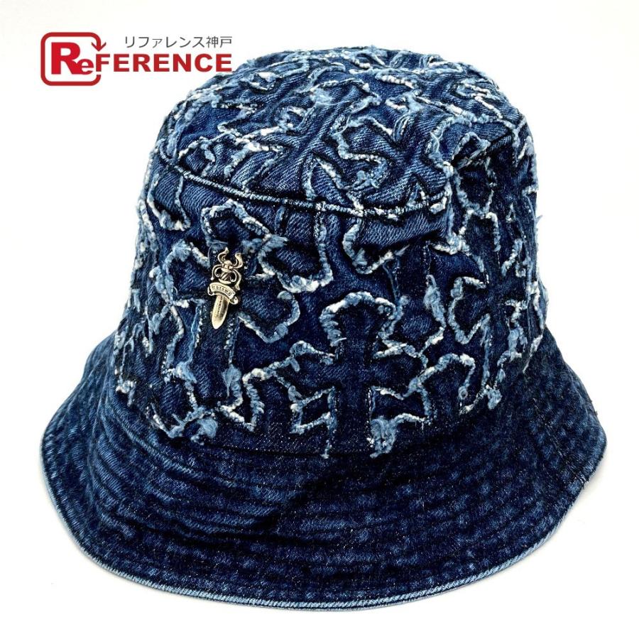 Chrome Hearts 帽子 メンズファッション Chrome クロムハーツ クロスパッチデニム バケットハット 帽子 メンズ ブルー