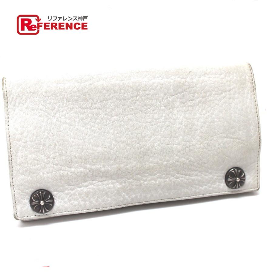 Chrome Hearts 中古 Hearts ロングクロスボタンホワイト クロムハーツ ヘビーウォレット ロングクロスボタンホワイト