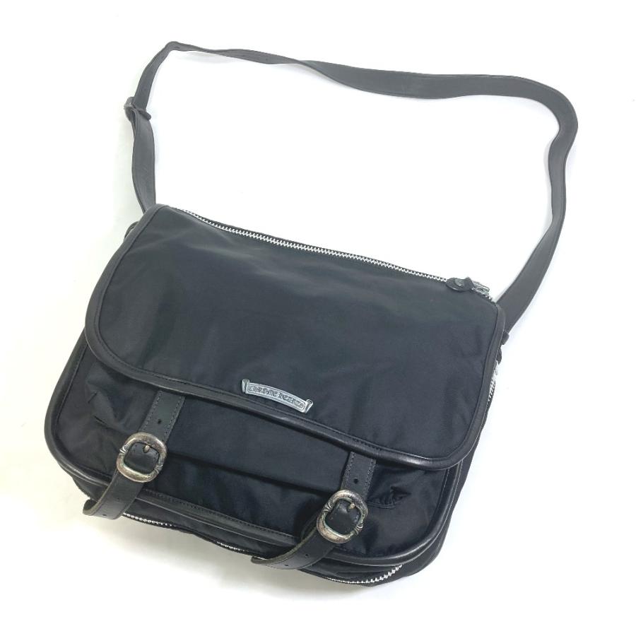 クロムハーツ 黒 ナイロン レザー ガンスリンガー メッセンジャーバッグ