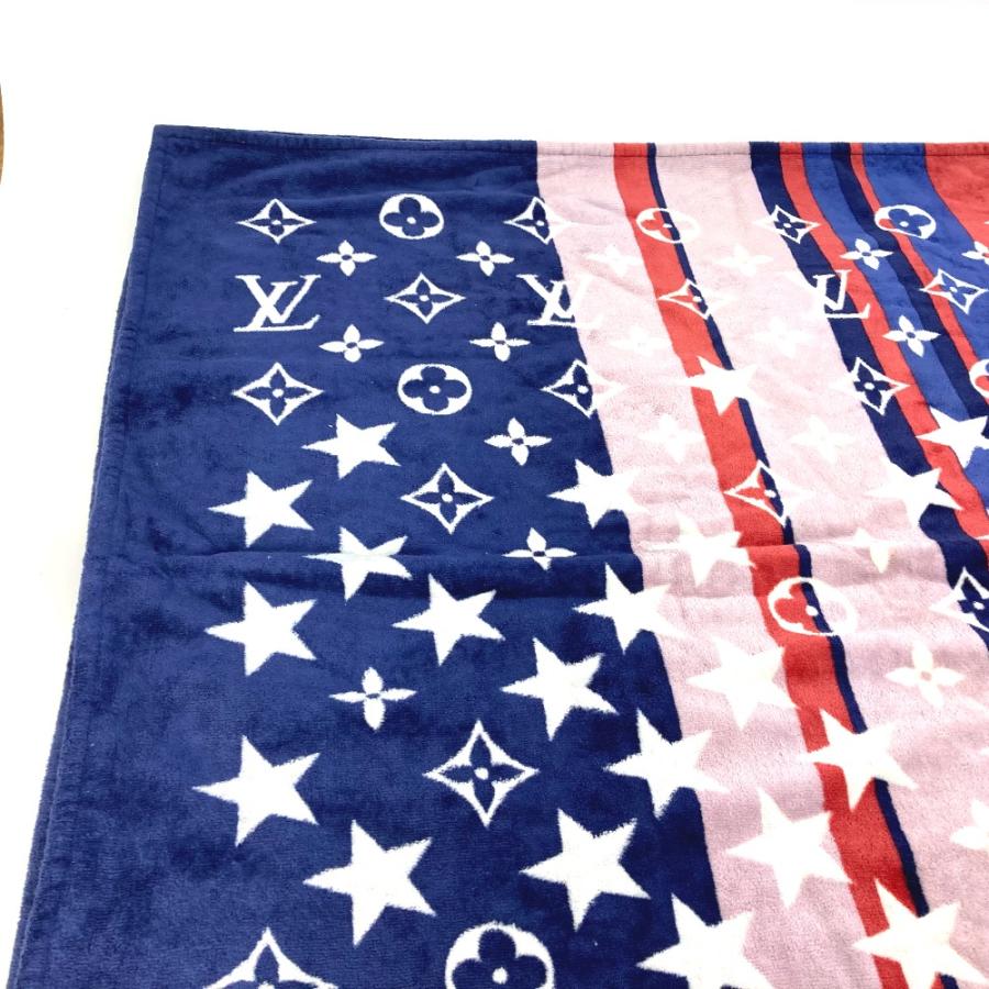 LOUIS VUITTON ルイヴィトン バスタオル ひざかけ ブランケット スター 星 ビーチタオル タオル コットン ネイビー レディース