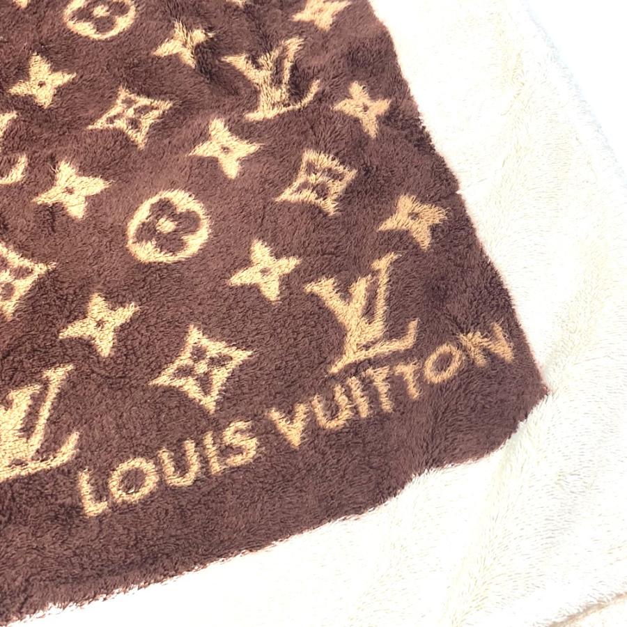 LOUIS VUITTON ルイヴィトン バスタオル インテリア ひざかけ ブランケット モノグラム ビーチタオル タオル コットン ベージュ