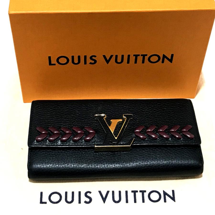 セールオファー LOUIS VUITTON ルイ・ヴィトン M62076 ポルトフォイユ・カプシーヌ 長財布トリヨンレザー レディース ノワール