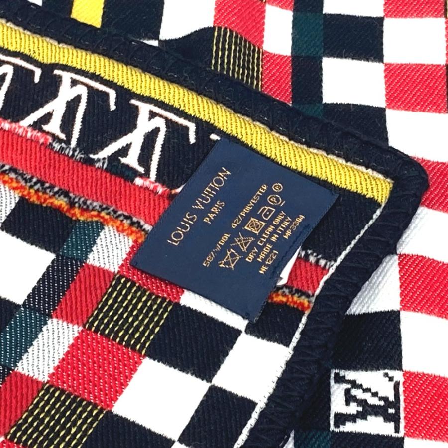 LOUIS VUITTON ルイヴィトン MP3304 プレッド ダミエ チェック 毛布 インテリア ブランケット ウール マルチカラー【中古