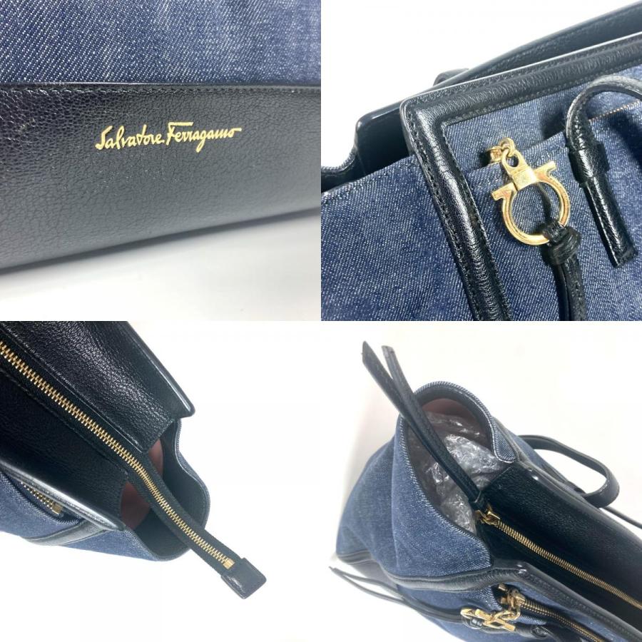 Salvatore Ferragamo サルヴァトーレフェラガモ ロゴ ハンドバッグ ショルダーバッグ カバン トートバッグ ブルー レディース【中古】 |  | 07