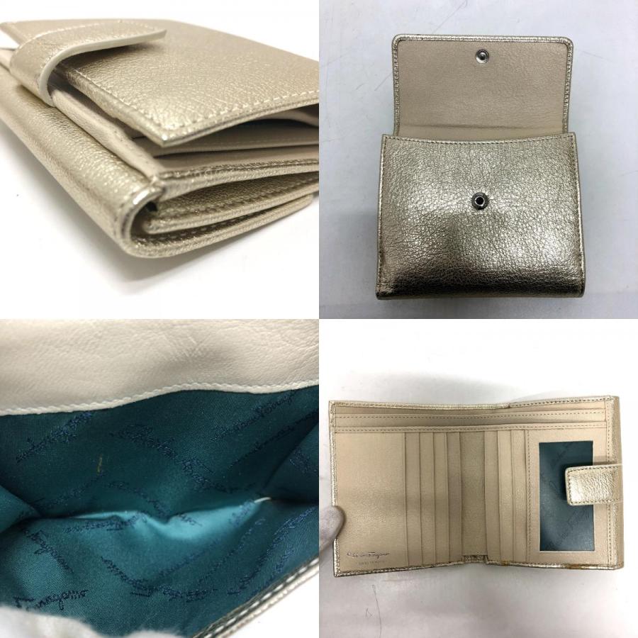 未使用 Salvatore Ferragamo サルヴァトーレフェラガモ ガンチーニ Wホック 財布 ミニウォレット 2つ折り財布 ゴールド レディース【中古】 |  | 07