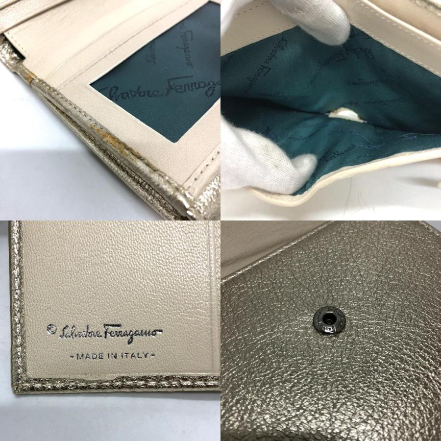 未使用 Salvatore Ferragamo サルヴァトーレフェラガモ ガンチーニ Wホック 財布 ミニウォレット 2つ折り財布 ゴールド レディース【中古】 |  | 08