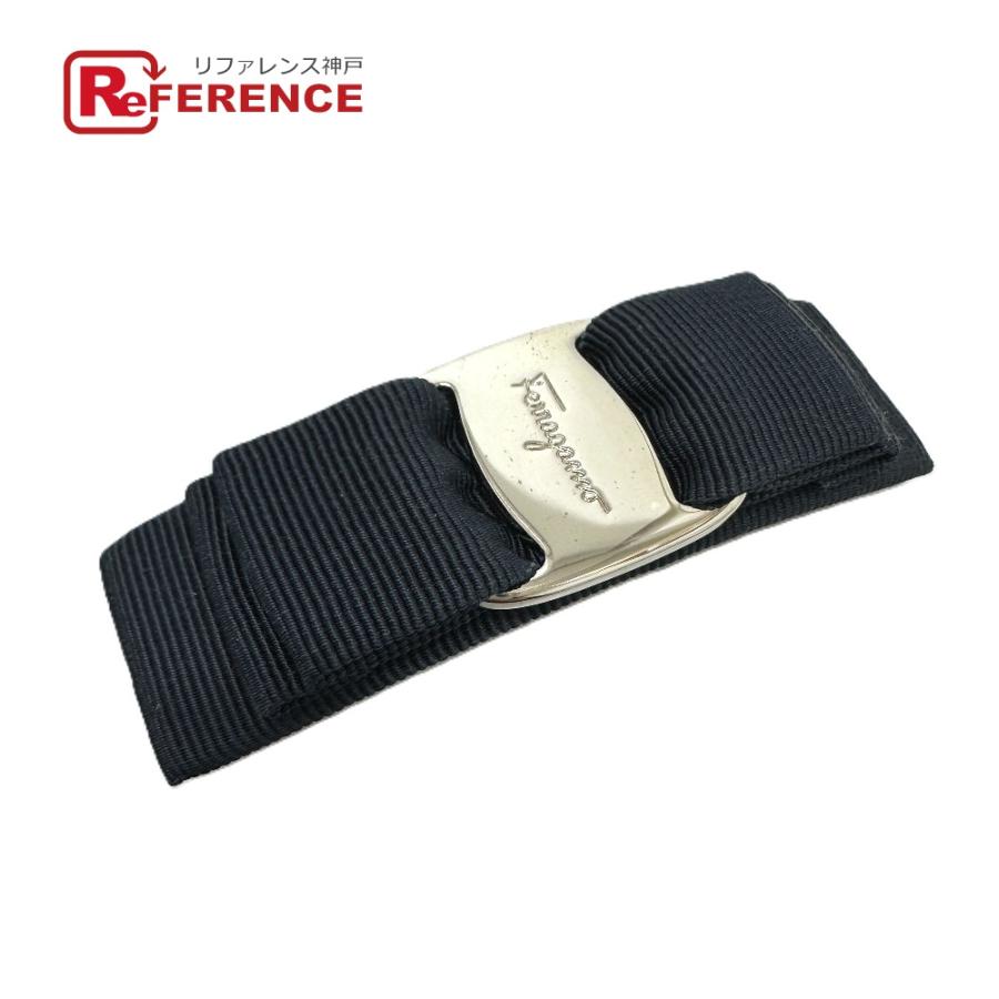 美品 Salvatore Ferragamo サルヴァトーレフェラガモ ヴァラリボン アクセサリー バレッタ ネイビー レディース【中古】 | 